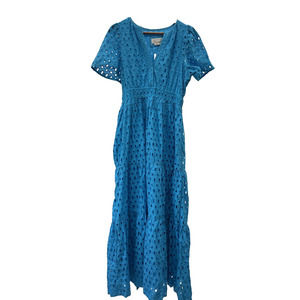 Anthropologie Womens Size Medium Blue Somerset Eyelet Maxi Dress NWT